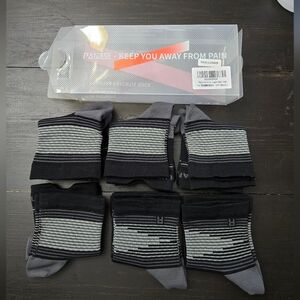 PA Plus Plantar Fascitis Socks Pack Of 6  Size LARGE Black Unisex NEW & USED